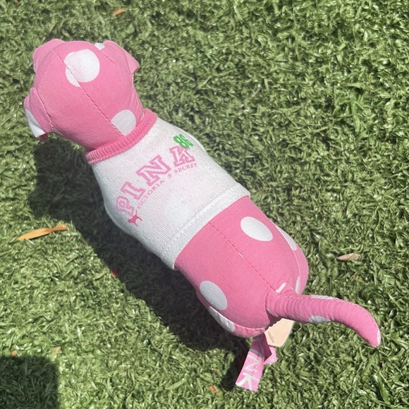 NWT Victoria’s Secret Pink & White Polka Dot Stuffed Dog with T-Shirt - Picture 4 of 9